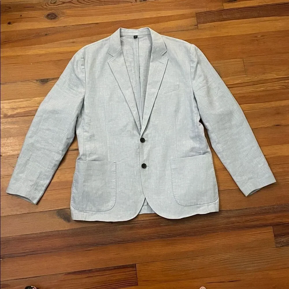 J. Crew Thompson Light Blue Linen Blend Blazer Mens Size 44 Unstructured K8590